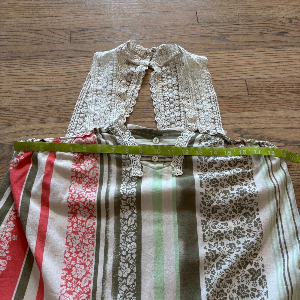 Cabi Womens Medium Sleeveless Mixed Print Floral Stripe Crochet Lace Tank Top - Picture 3 of 6